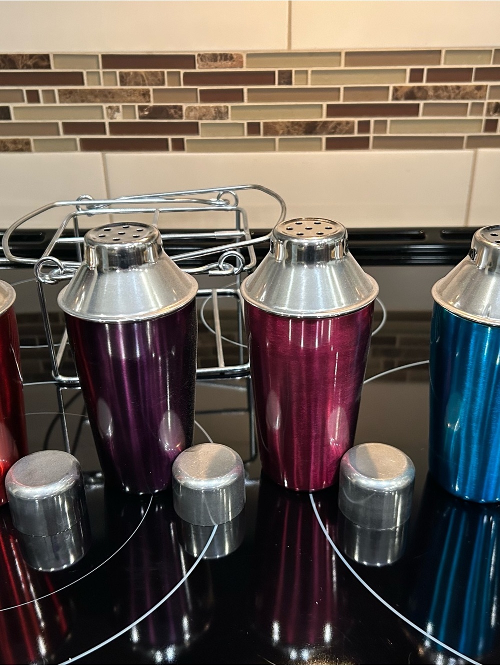 Metallic MINI martini Shaker Set of 4 with holder - Home Dining